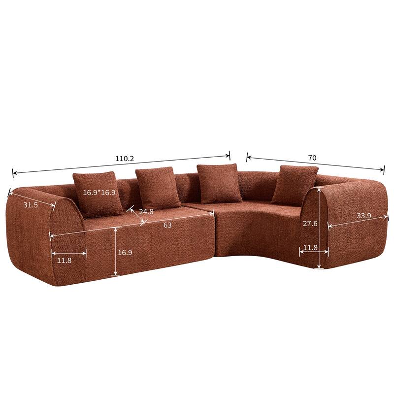 Christopher Knight Home - Curved Modular 110" Upholstered Sectional Sofa