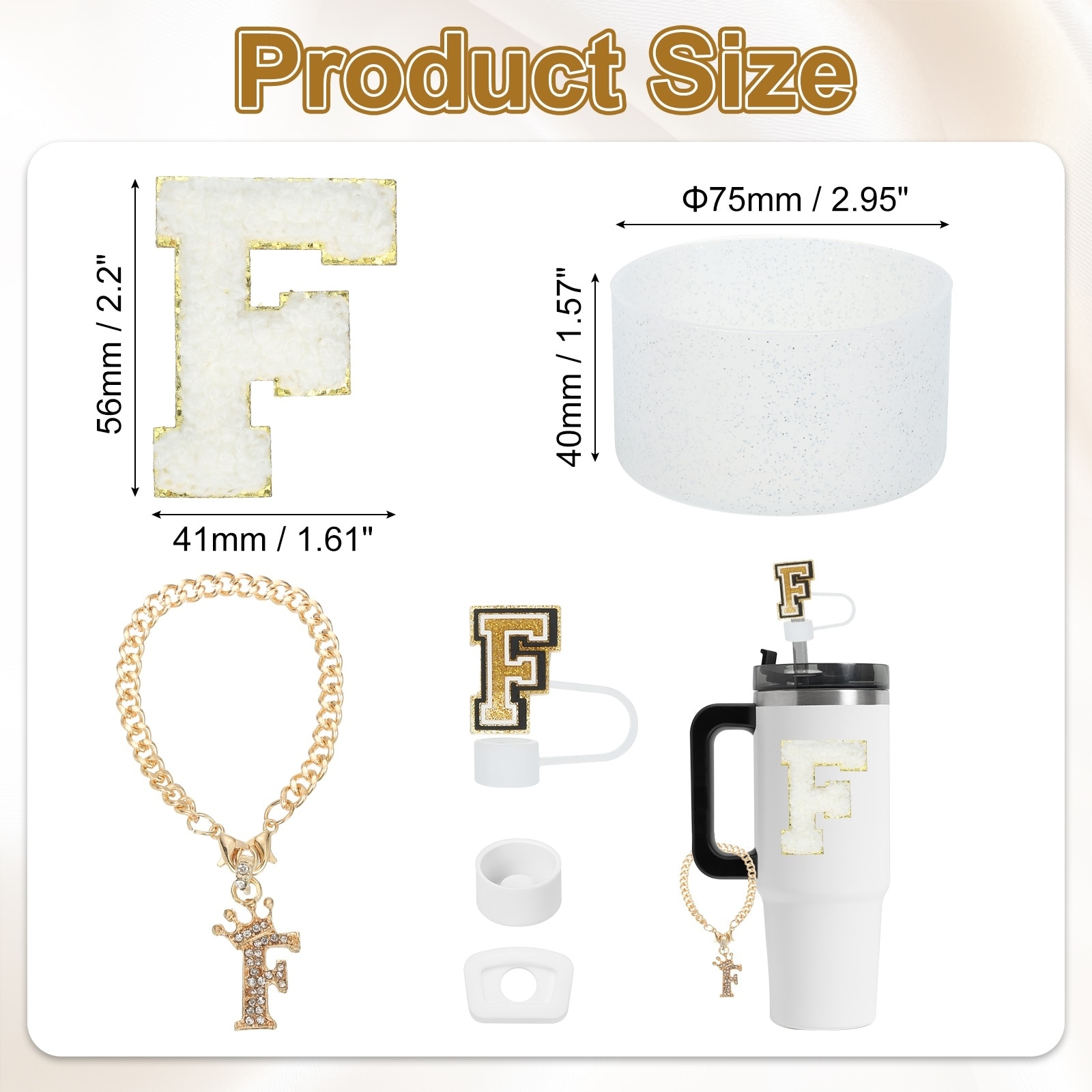 Cup Accessories Set for Cup Tumbler with Handle, Included Silicone Straw Cover, Boot, Spill Proof Stopper, Handle Charm