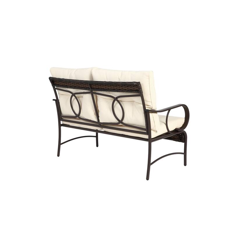 Classic Patio Sofa Wicker Conversation Set Rattan Sofa Chair wTable