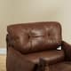 Art Leon Genuine Leather Accent Chair with Ash Wood Legs