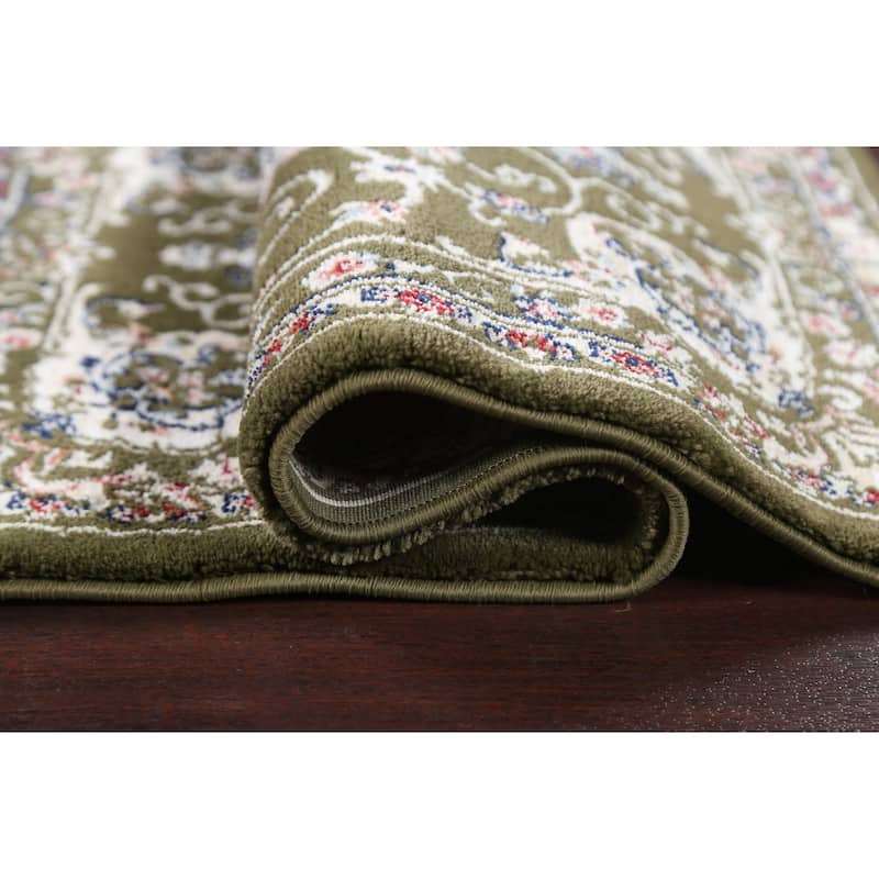 Green Floral Medallion Transitional Turkish Rug Oriental Carpet