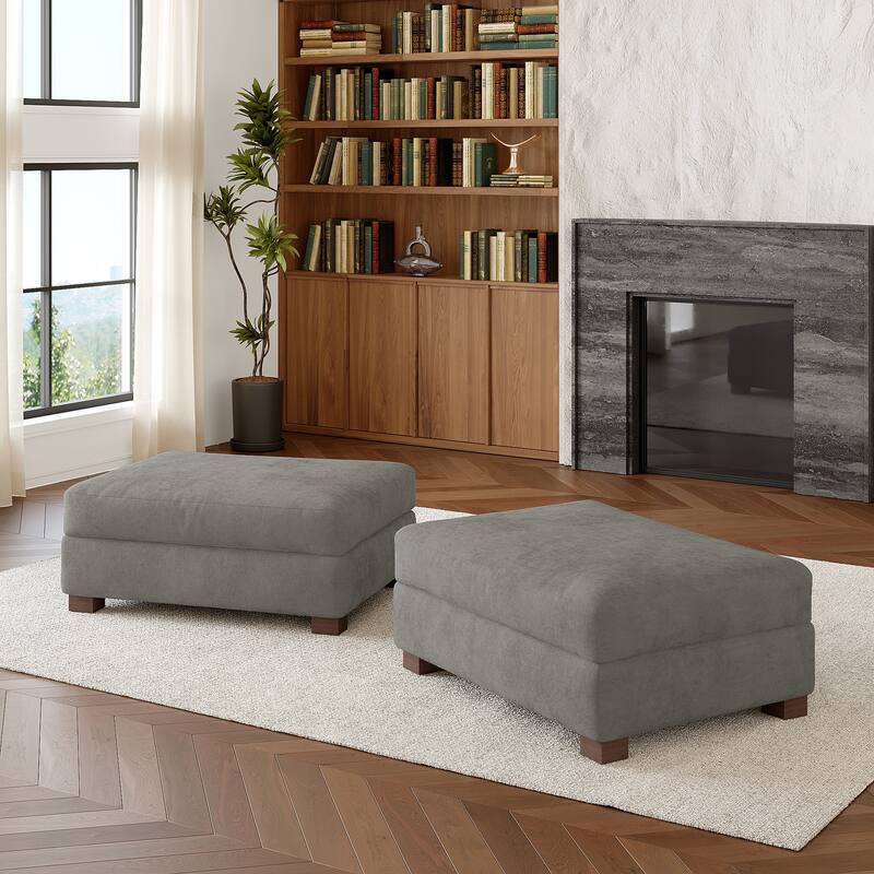 Oversized Chenille Modular Ottoman With Cushioned Top