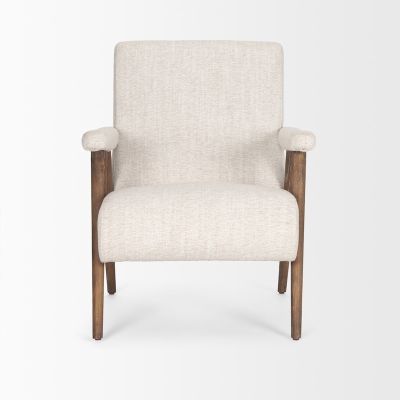 Nico Oatmeal Upholstered w/ Brown Wood Accent Chair - 26.0L x 31.9W x 32.3H