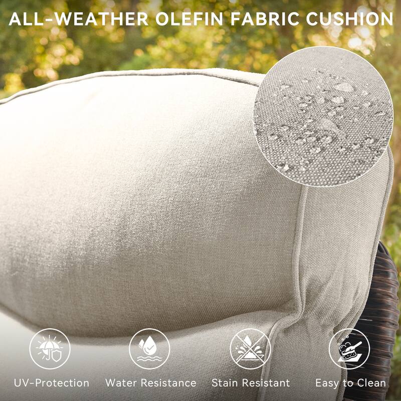 Pocassy Outdoor 10-Piece Sofa Swivel Chair Ottoman with Table