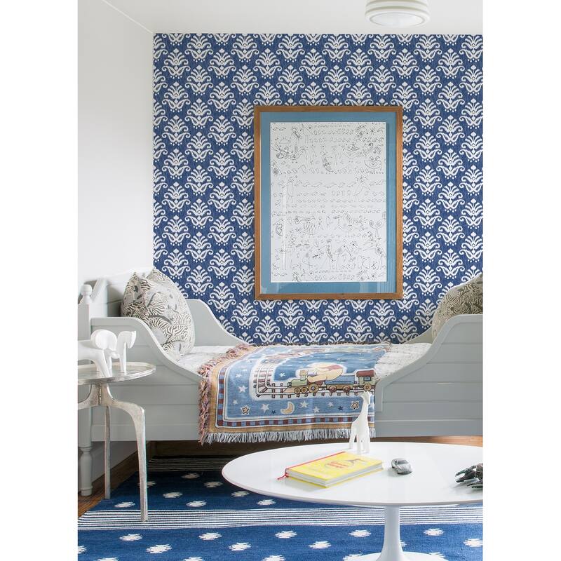 A-Street Prints Keaton Blue Medallion Wallpaper