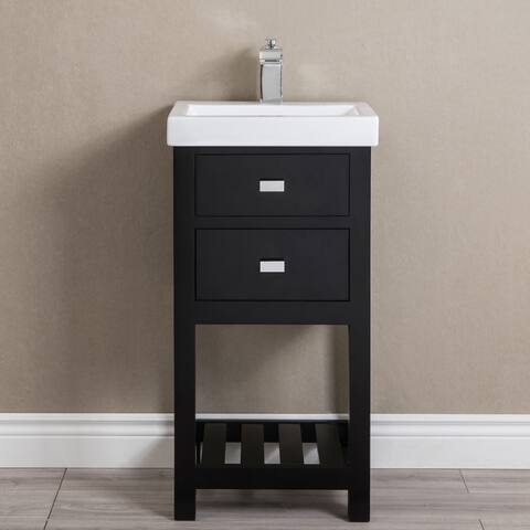 18 Inch Espresso MDF Single Bowl Ceramics Top Vanity With U Shape Drawer From The VERA Collection