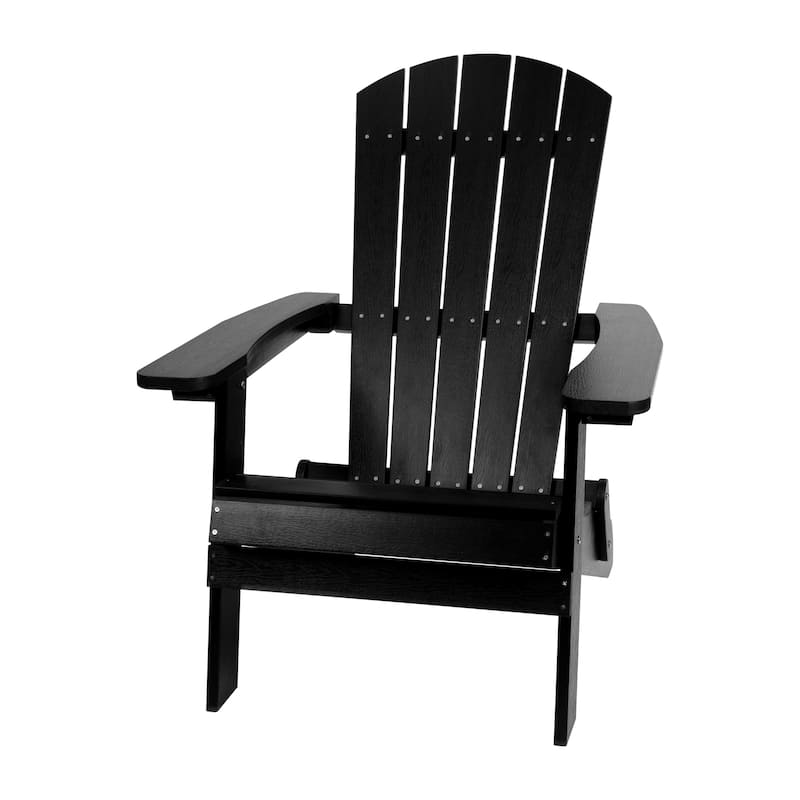 Set of 2 Indoor/Outdoor Folding Adirondack Chairs with Side Table - 34"D x 30.25"W x 37"H