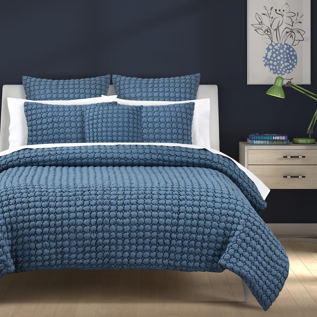 J. Queen Cloud Puff Textured Quilt Set