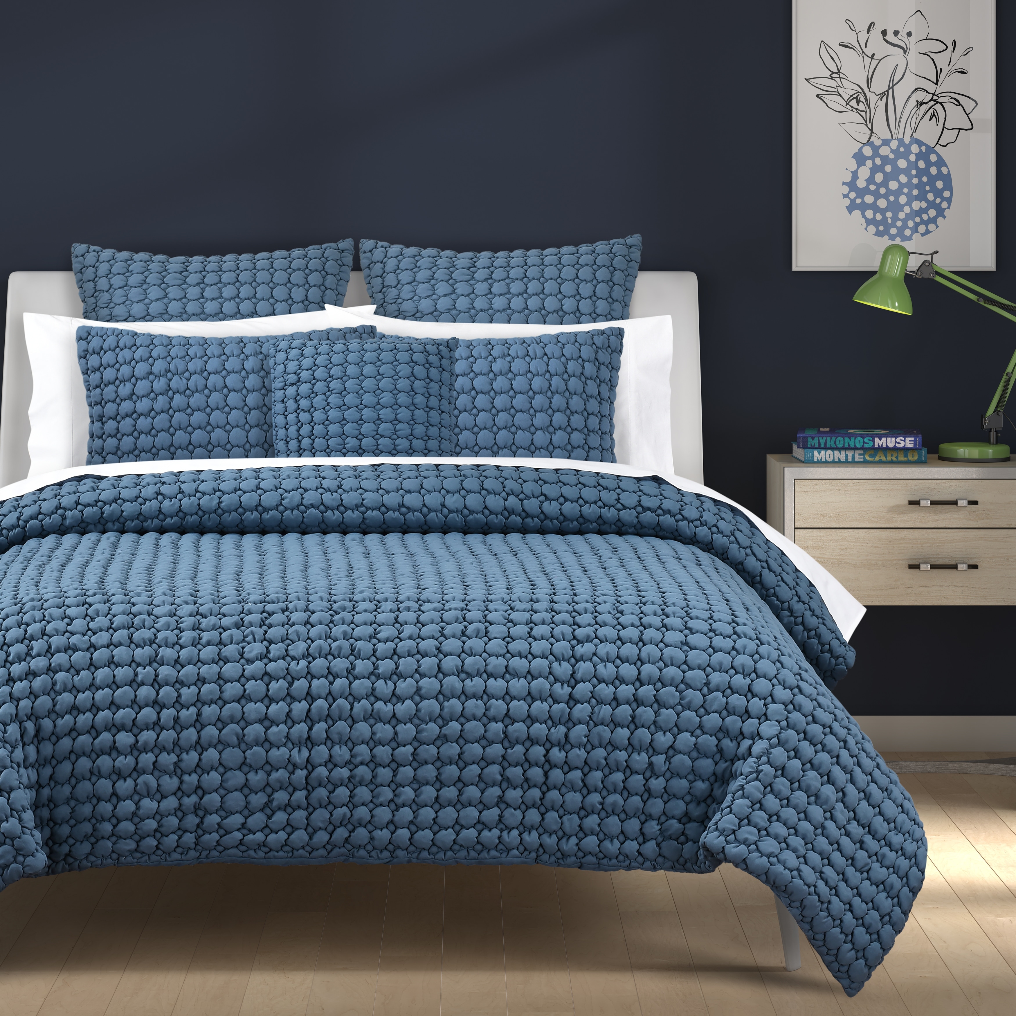 J. Queen Cloud Puff Textured Quilt Set