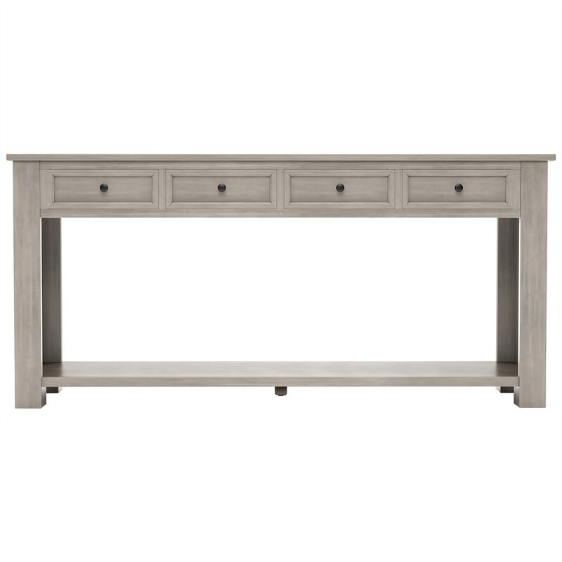Merax Rustic Console Table with Storage Drawers and Bottom Shelf