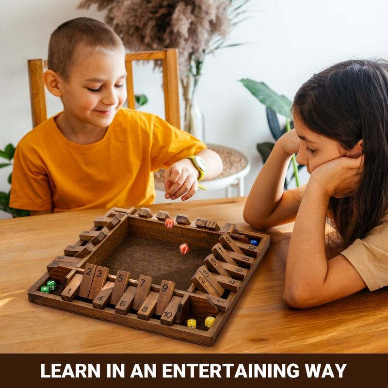 Shut The Box Dice Board Game (2-4 Players) for Kids & Adults