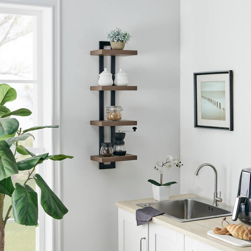 Danya B. 4-Tier Ladder Bracket Floating Wall Shelves