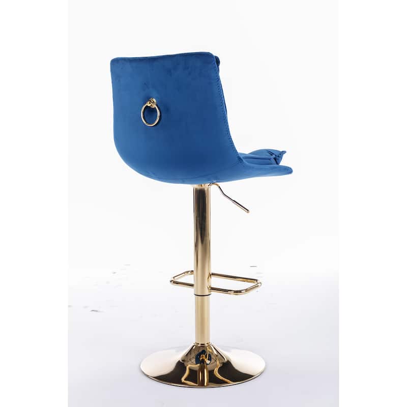 Ostweer Furniture Set of 2 Velvet Simple Bar Stoo - Blue