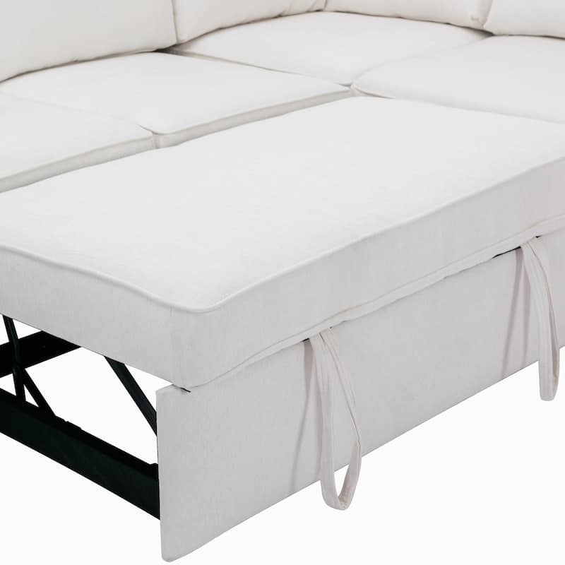 L-Shape Sectional Sleeper Sofa Bed with USB Charging Port