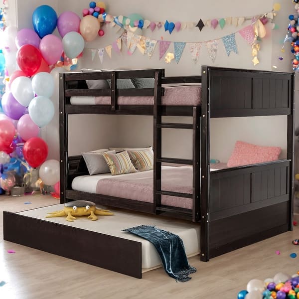 slide 2 of 12, Multi-functional Full Over Full Bunk Bed With Twin Size Trundle For Bedroom,Dorm,Adults,Kids Espresso