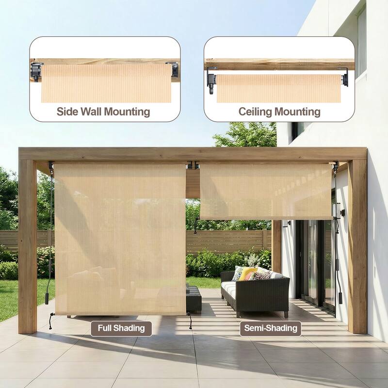Aoodor Patio HDPE Fabric Roller Shade