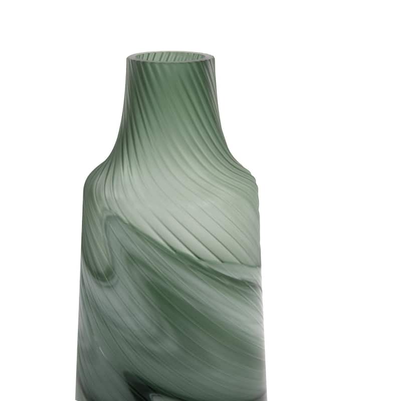 Allan Andrews Frosted Green Contemporary Decorative Glass Swirl Vase