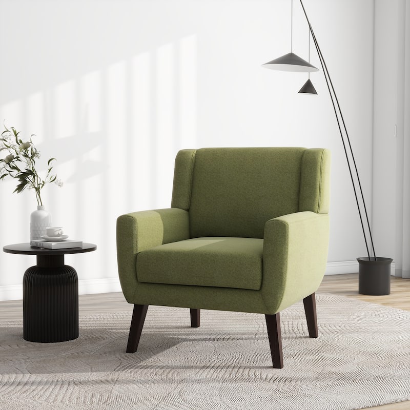 Modern Upholstered Linen Accent Chair Wingback Armchair