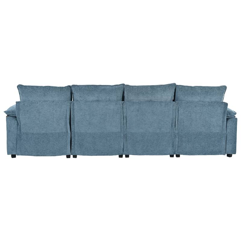 U-Shaped Comfy Cloud Couch, 6-Seat Chenille Deep Seat Sofa with Armrest Cushions