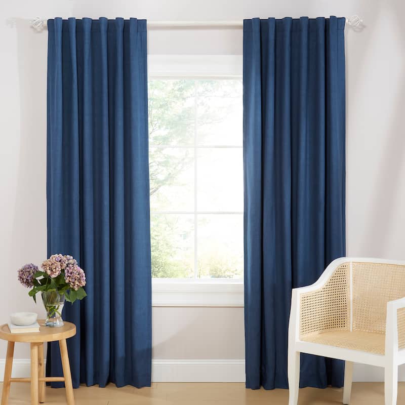 Lauren Ralph Lauren Tyler 100% Blackout Cotton Blend with Lining Back Tab/Rod Pocket Curtain Panel - 50x84 - Indigo