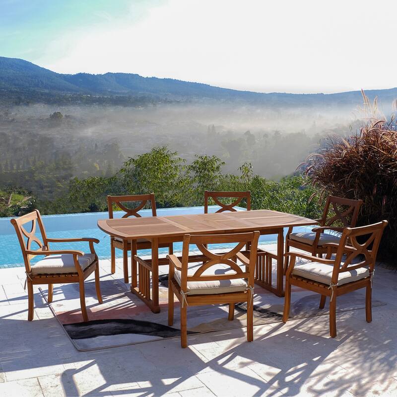 Cambridge Casual Lowell 7-piece Teak Patio Extendable Dining Set with Cushion