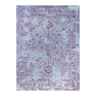 Ikat One-of-a-Kind Hand-Knotted Area Rug, Blue - 9' 1" x 12' 1"