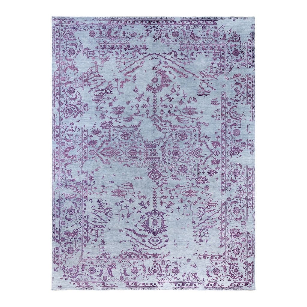Ikat One-of-a-Kind Hand-Knotted Area Rug, Blue - 9' 1" x 12' 1"
