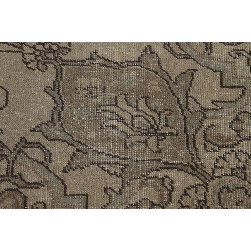 Traditional Tabriz Persian Vintage Rug Handmade Beige Wool Carpet - 9'7" x 12'1"
