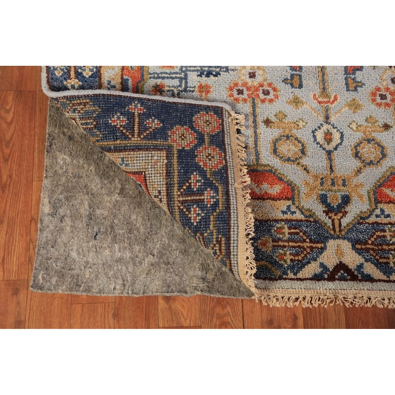 Light Blue Geometric Kazak Oriental Rug Handmade Wool Carpet - 4'0"x 5'9"