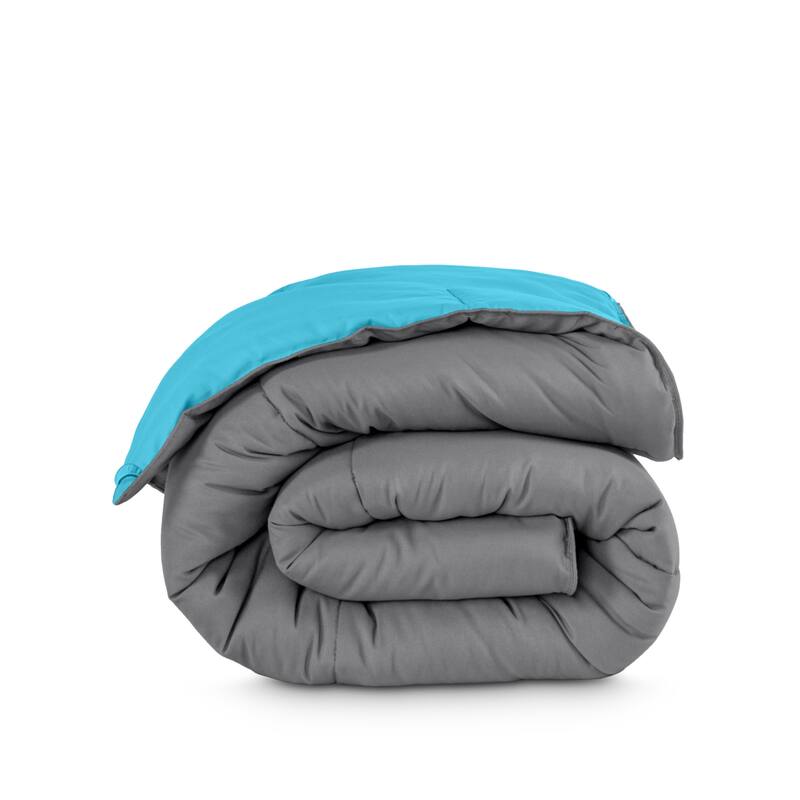 Bare Home Reversible All Season Down Alternative Comforter - Queen - Grey/Aqua