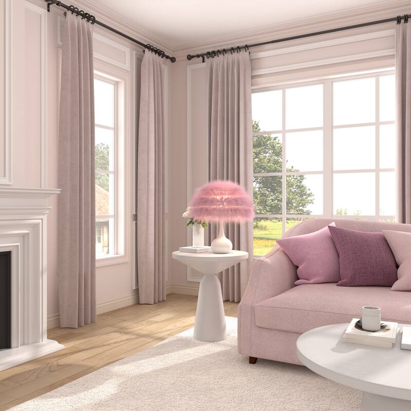 Acroma Teardrop Base Spherical Table Lamp with Feather Accents