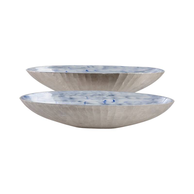 Oval Metal Bowls Sculptural Design -Set of 2 - 20", 23" - 23.0"