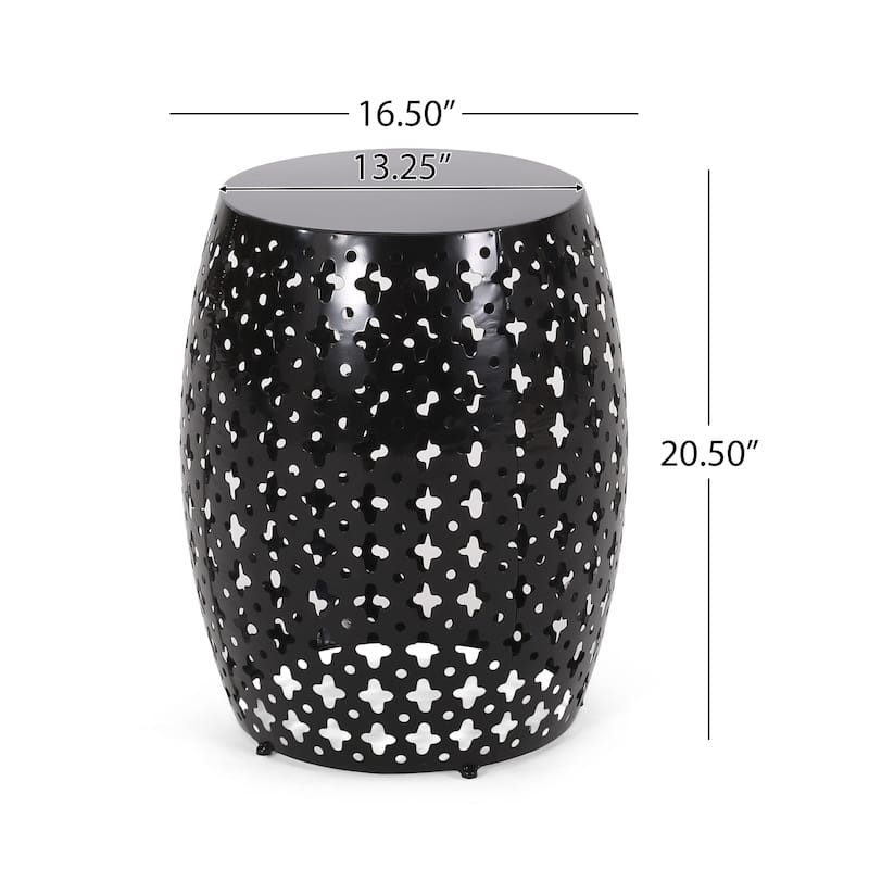 Roomfitters Outdoor Metal End Table - Large, Weather-Resistant Accent Side Table for Patio, Garden, or Balcony, Black