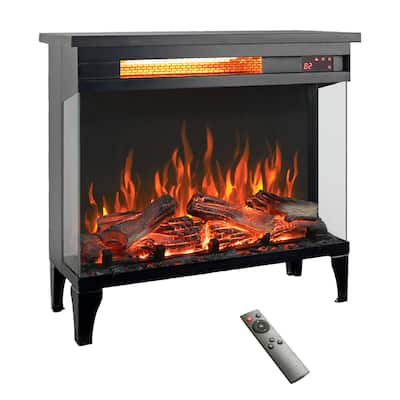 24 inch three sided glass electric fireplace with feet,Double safety protection device,Timing function