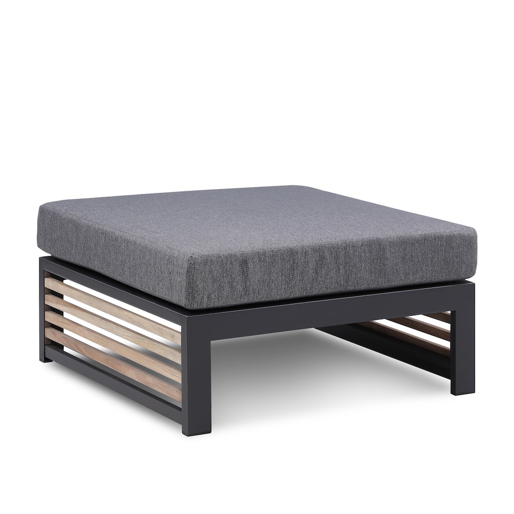 Cadora Teak Outdoor Ottoman with Custom Cover