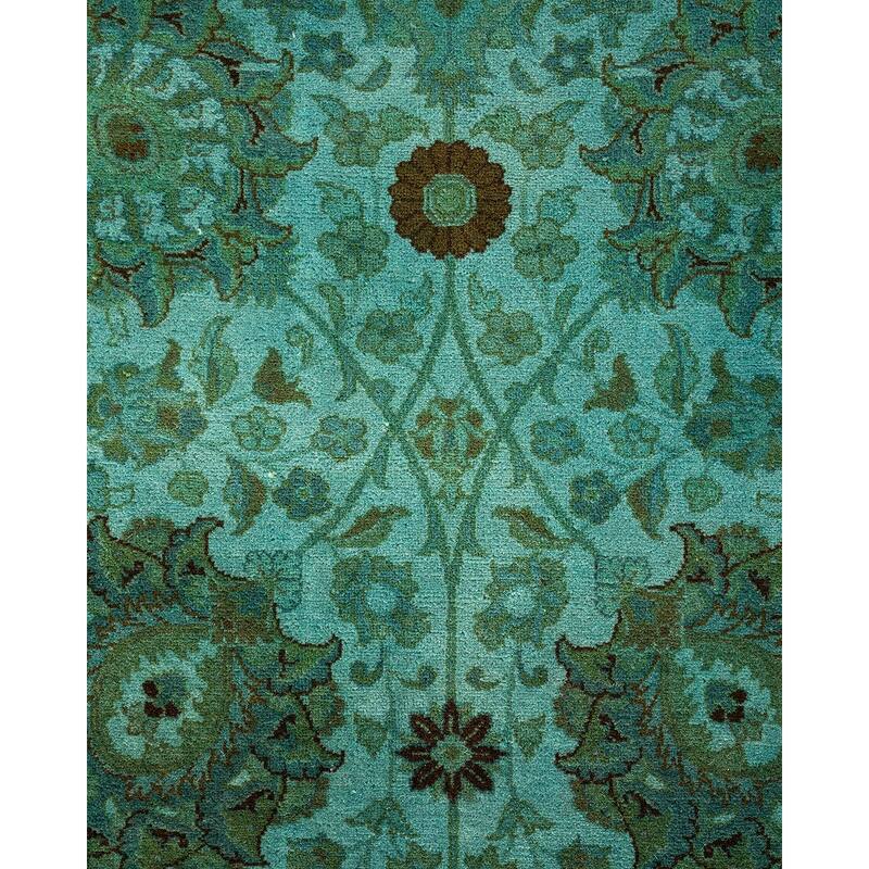 Overton Hand Knotted Wool Vintage Inspired Modern Contemporary Overdyed Blue Area Rug - 6' 0" x 9' 2"