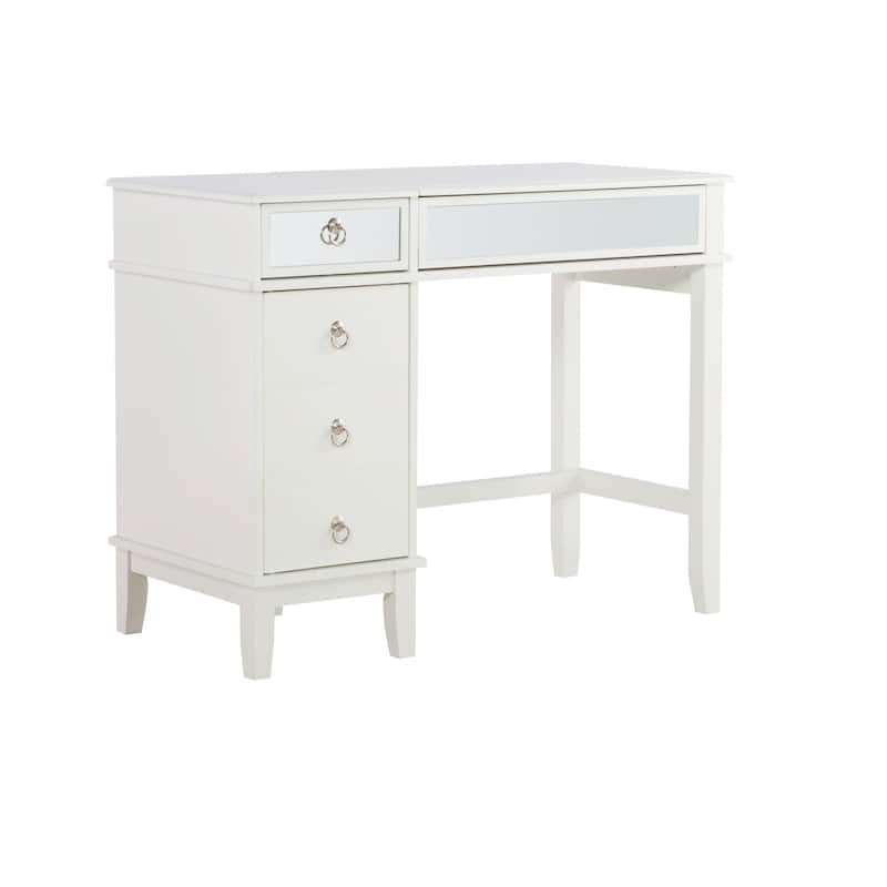 38" White Solid Vanity Set with Mirror and Stool
