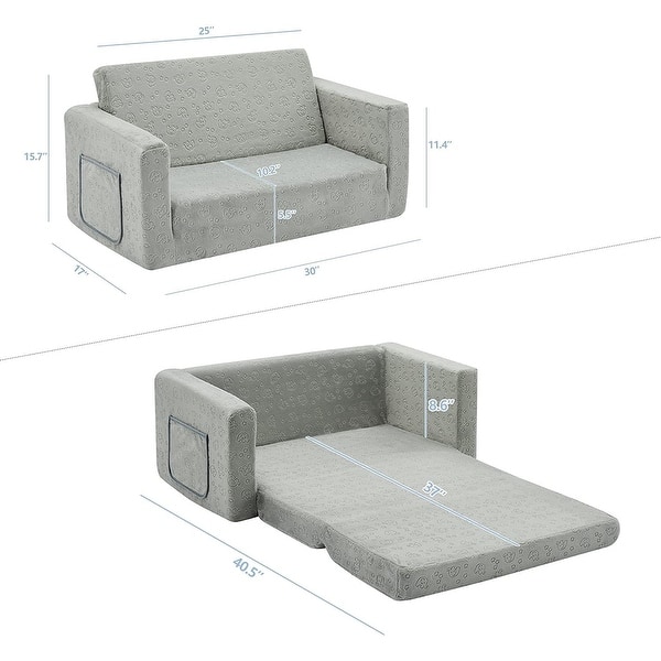 Kids Fold Out Couch 2-in-1 Children Convertible Sofa to Lounger