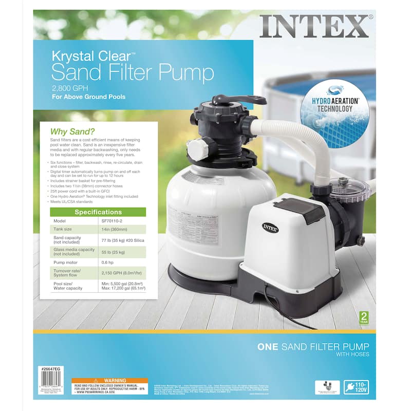 Intex 2800 Gph Sand Filter Pump W/GFCI (110120 Volt) On Sale Bed