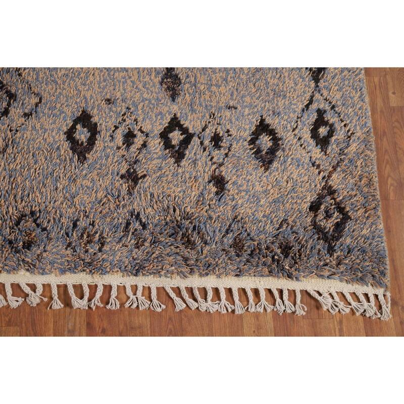 Geometric Moroccan Oriental Area Rug Handmade Wool Carpet - 7'2" x 10'6"