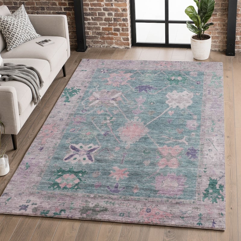 Premium Washable Super Soft Traditional Kashmir Mayfield Rug - Green - 10' x 14'