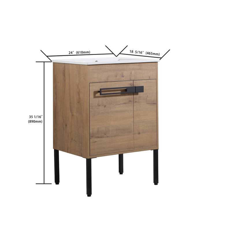 24 Inch Bathroom Vanity With Sink Freestanding or Floating is Optional Conversion - 24.00"W * 18.31"D * 35.60"H