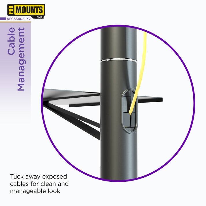 ProMount Premium Rolling TV Stand with Mount and Adjustable Shelf for 32"-72" TVs, Holds up to 110lbs