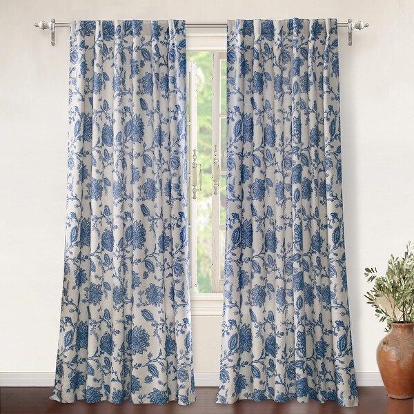 DriftAway Freda Jacobean Floral Linen Blend Lined Blackout Back