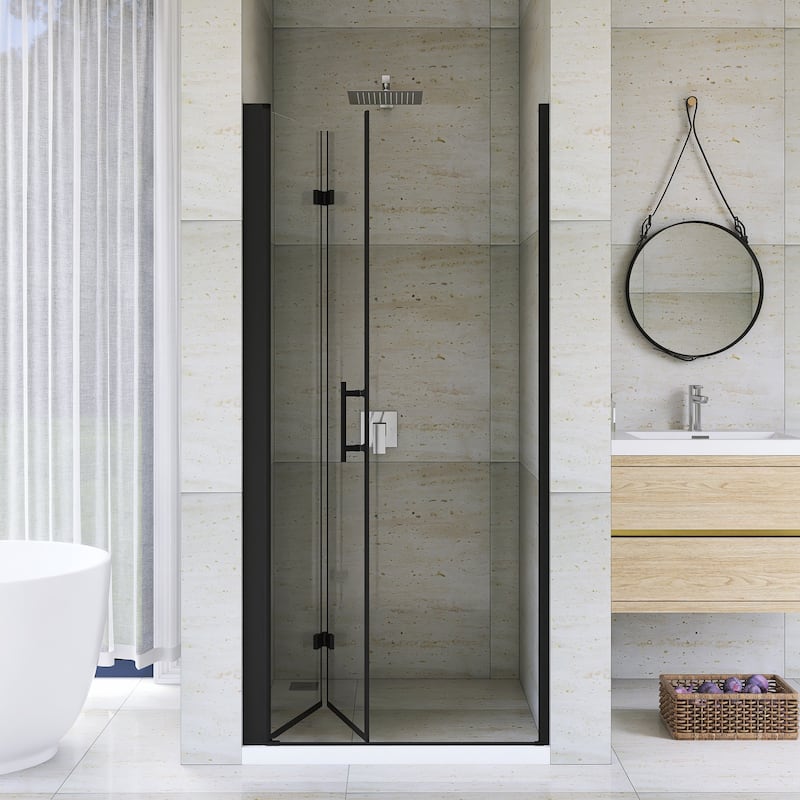 Bifold Framed Shower Door in Matte Black Finish