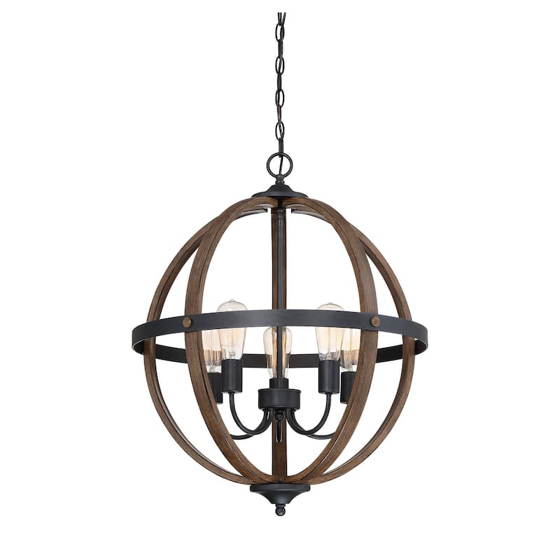 Trade Winds Lighting 5-Light Pendant Light In Wood