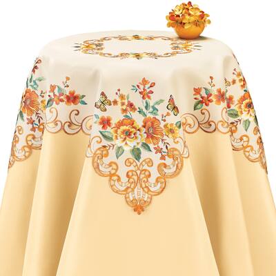 Embroidered Fall Floral Butterfly Table Linens