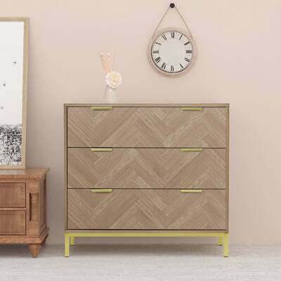 Anmytek 3-Drawer Dresser Natural Oak Chest of Drawers Mid Century Modern Bedroom Dressers 31.5"W x 29.35"H