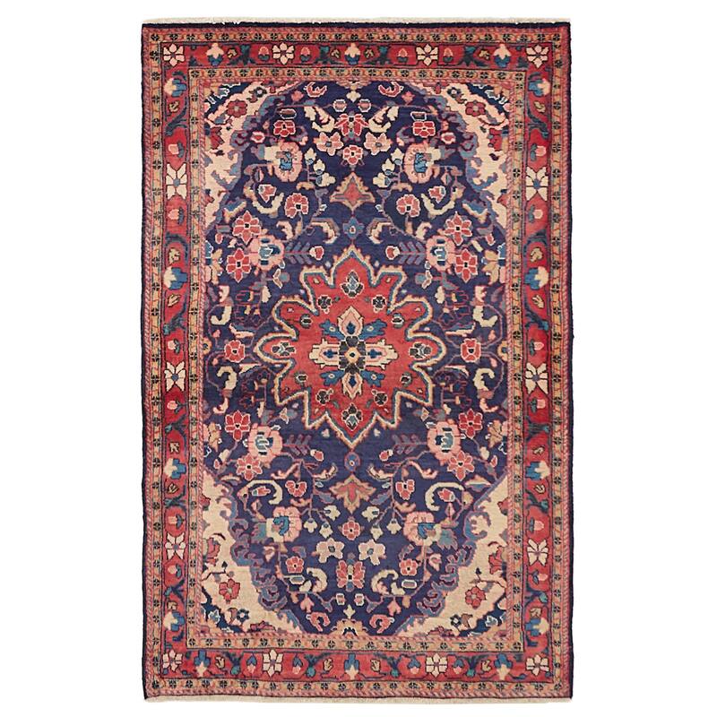 ECARPETGALLERY Hand-knotted Andelz Navy Wool Rug - 4'2 x 6'10