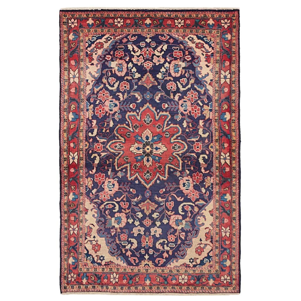 ECARPETGALLERY Hand-knotted Andelz Navy Wool Rug - 4'2 x 6'10